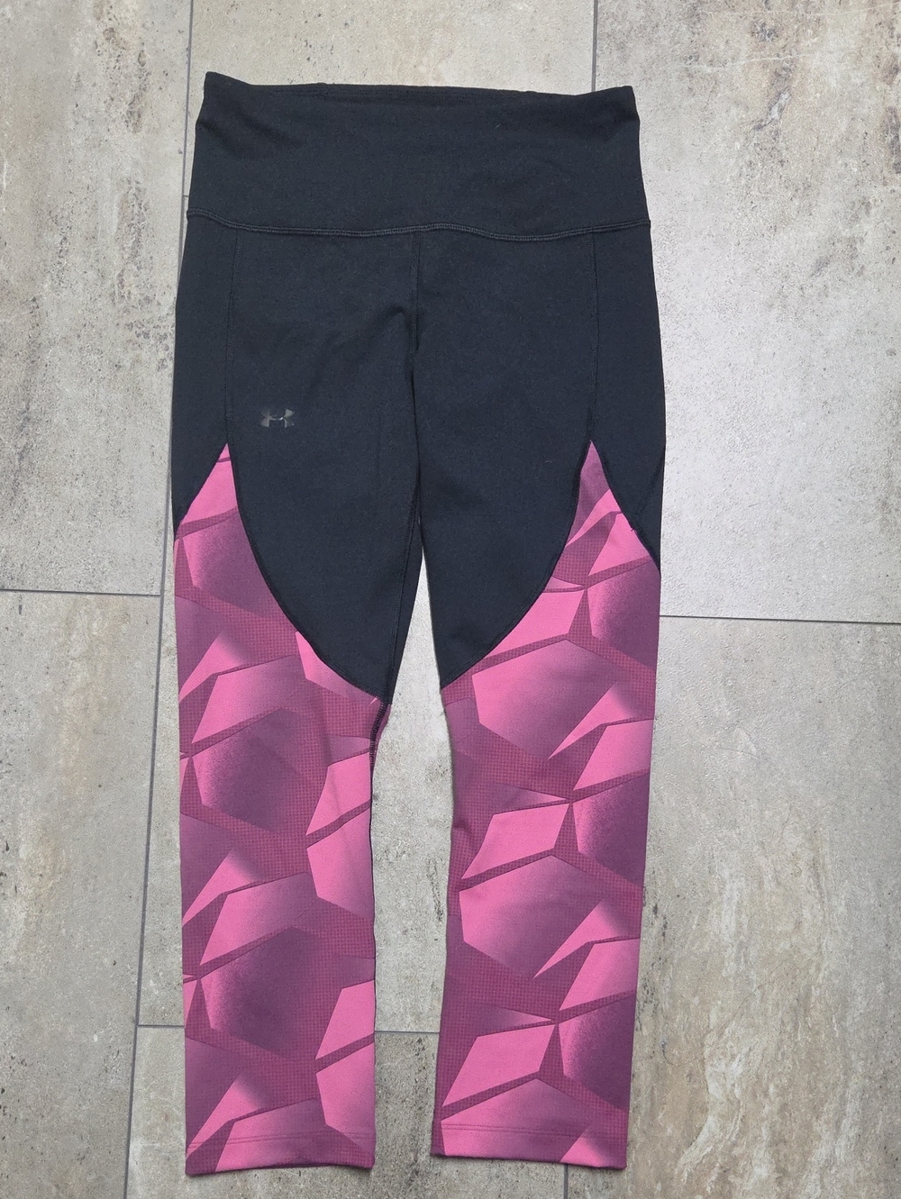 - Under Armour Black Leggings with Pink Geo Panels